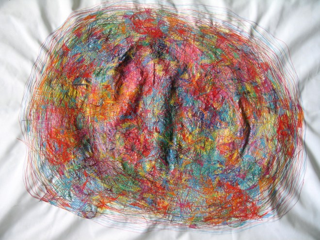 Χωρίς τίτλο, 2005, κλωστή σε ύφασμα, 87x115εκ.