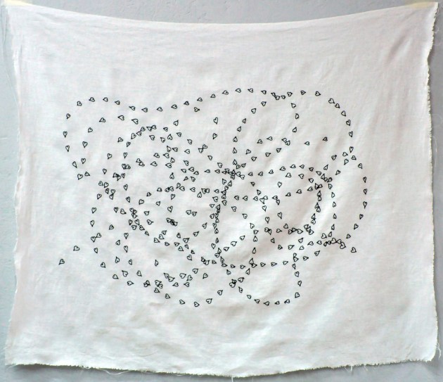 Παιχνίδι στον ουρανό, 2015, κέντημα σε λινό ύφασμα, 79X94εκ